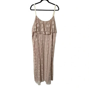 TORRID Pink formal lace maxi dress with adjustable straps plus size 4 ruffles